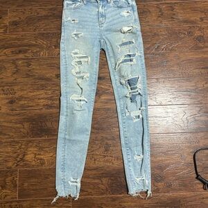 American Eagle Outfitters Ripped Light Blue Skinny Jeans